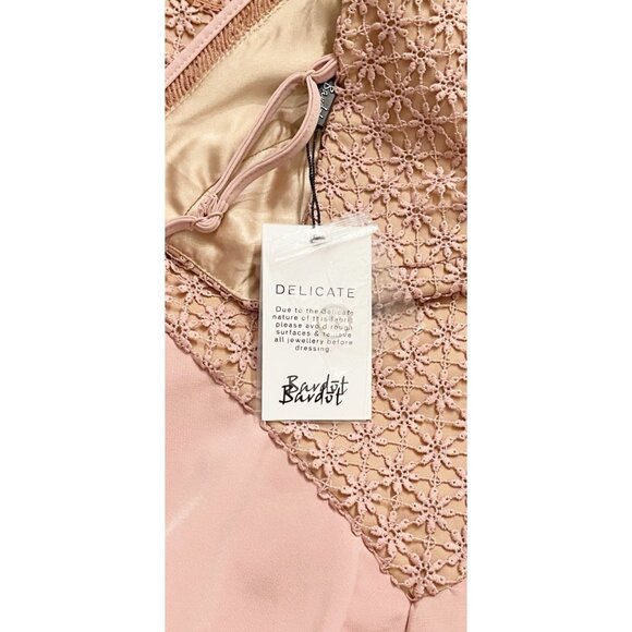 New Bardot Fae Dusty Pink Lace Ruffled Mini Dress Size 6 Whimsygoth Fairy Core - Picture 8 of 9
